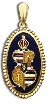 14 Karat Gold Royal Hawaiian Seal Oval Coin Edged Pendant - Trademark Jewelers