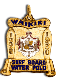 14 Karat Gold or S/S with 14 Karat Gold Coat of Arms Surf Board Water Polo Collector Medallion - Trademark Jewelers