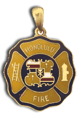 14 Karat Gold Large Patch Fire Department Pendant - Trademark Jewelers