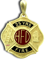 14 Karat Gold 25 Year Honolulu Fire Department Pendant - Trademark Jewelers