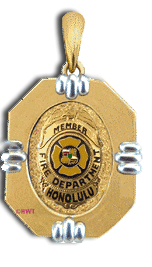 14 Karat Gold Fire Department Octagon Pendant - Trademark Jewelers