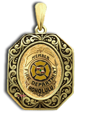 14 Karat Gold Fire Department Filigree Octagon Pendant - Trademark Jewelers