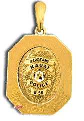14 Karat Gold Fire Department Shield Frame Pendant - Trademark Jewelers