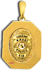 14 Karat Gold Police Department Shield Frame Pendant - Trademark Jewelers