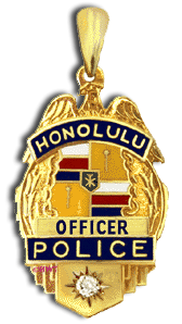 14 Karat Gold "KLeiki" Honolulu Police Shield Pendant - Trademark Jewlelers