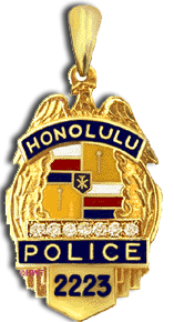 14 Karat Gold "Keiki" Honolulu Police Shield Pendant - Trademark Jewlelers