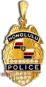 14 Karat Gold "Keiki" Honolulu Police Shield Pendant - Trademark Jewlelers