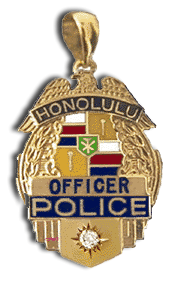 14 Karat Gold "Petite" Honolulu Police Shield Pendant - Trademark Jewelers