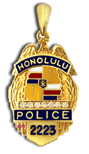 14 Karat Gold "Original" Honolulu Police Shield Pendant - Trademark Jewelers