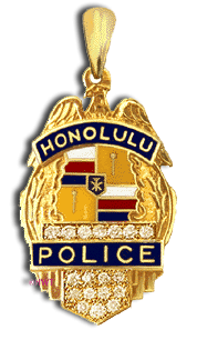 14 Karat Gold "Original" Honolulu Police Shield Pendant - Trademark Jewelers