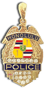 14 Karat Gold "New" Honolulu Police Shield Pendant - Trademark Jewelers