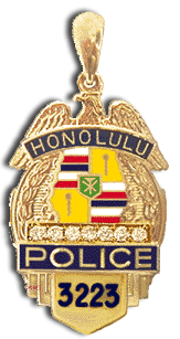 14 Karat Gold "Large" Honolulu Police Shield Pendant - Trademark Jewelers