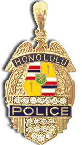 14 Karat Gold "Large" Honolulu Police Shield Pendant - Trademark Jewelers