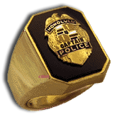 Gents 14 Karat Gold Rectangular Police Department Ring - Trademark Jewelers