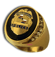 Gents 14 Karat Gold Oval Diamond Police Department Ring - Trademark Jewelers