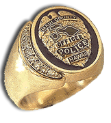 14 Karat Gold Oval Diamond Enameled Police Department Ring - Trademark Jewelers