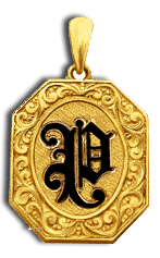 14 Karat Gold Octagon Hawaiian Initial Pendant - Trademark Jewelers