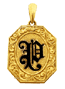 14 Karat Gold Octagon Hawaiian Initial Pendant - Trademark Jewelers