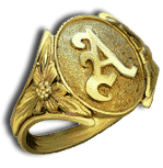 Ladies 14 Karat Gold Initial Hand Engraved Hawaiian Ring - Trademark Jewelers