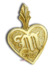 14 Karat Gold Hawaiian Puffed Heart Initial Pendant - Trademark Jewelers