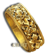 5, 6, 8, 10, 12 M/M Hawaiian Flower Wedding Ring - Trademark Jewelers