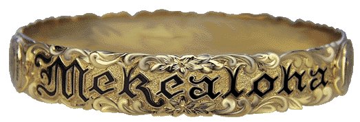 14 Karat Gold Hawaiian Floral Scroll Raised Border - Trademark Jewelers